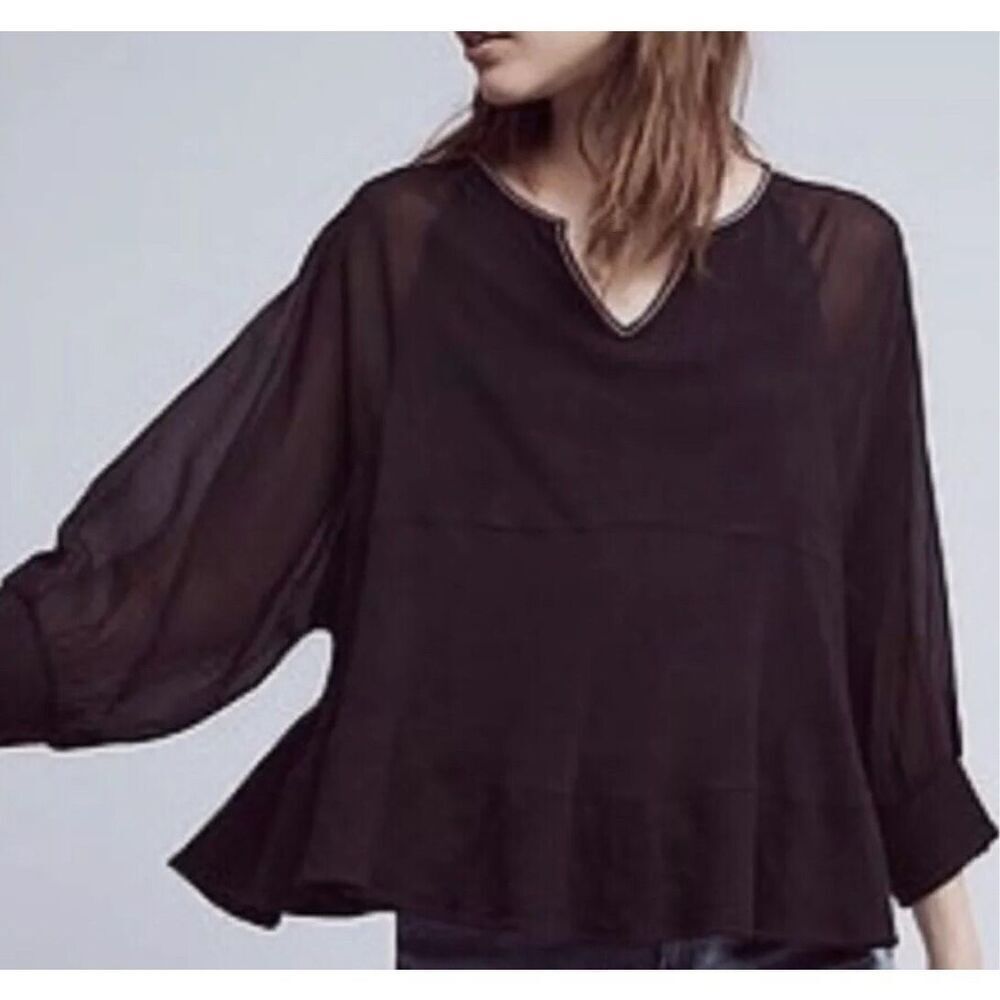 Anthropologie Akemi + Kin Fenn black Dolman Swing Blouse Tunic Top sz S